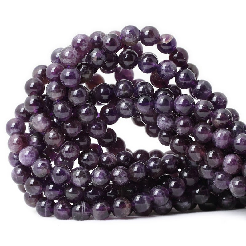 CHEAVIAN 45PCS 8mm Natural Amethyst Gemstone Round Loose Beads Crystal Energy Stone Healing Power for Jewelry Making 1 Strand 15" - Image 1